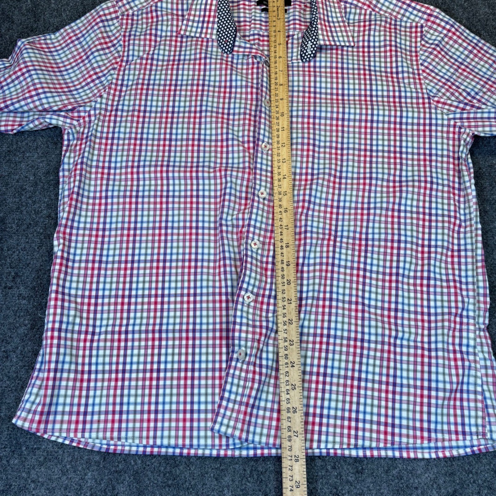 Bugatchi Shaped Fit Plaid Dress Shirt Men’s XL Long Sleeve Button Up Multi Color