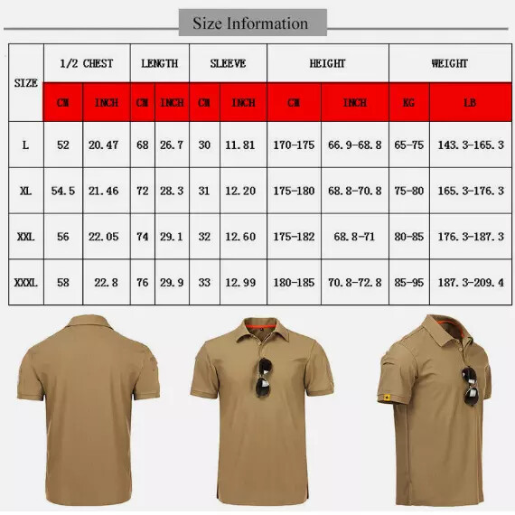 Men’s Tactical Polo T-Shirt Quick Dry Combat Short Sleeve Team Work Casual Shirt