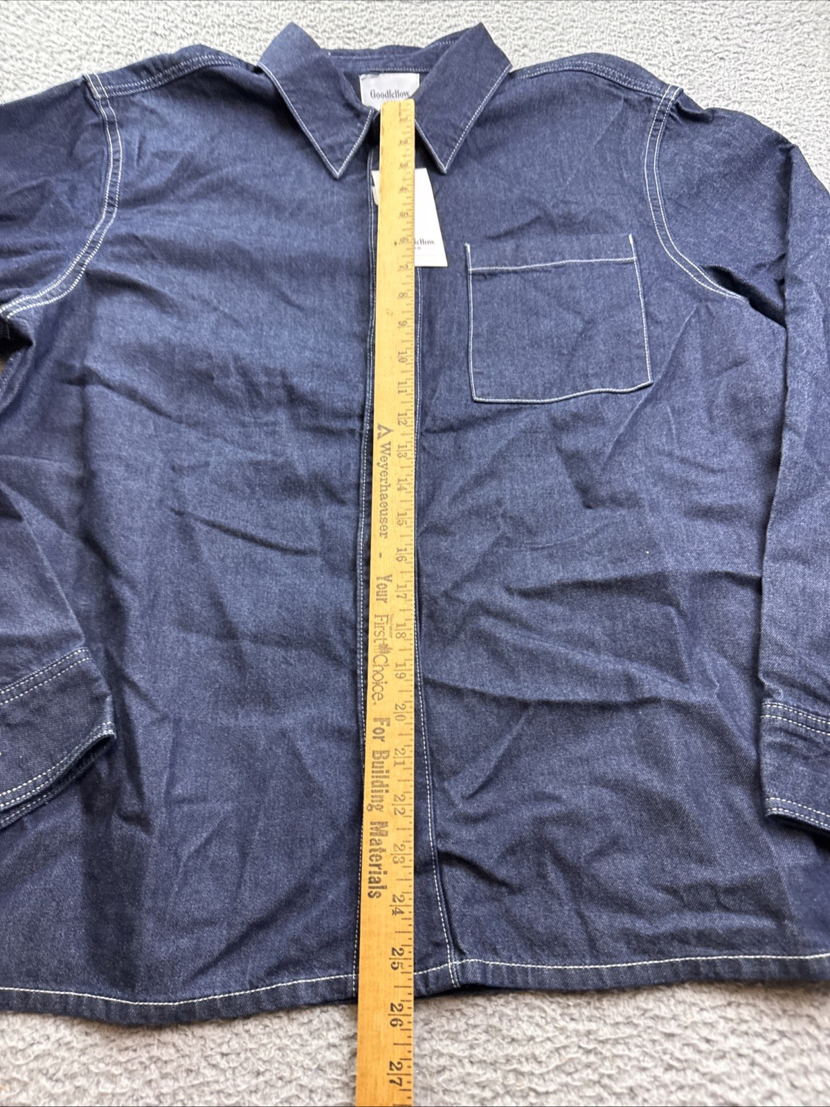 Goodfellow & Co. Mens Large Dark Wash Denim Overshirt Button Down