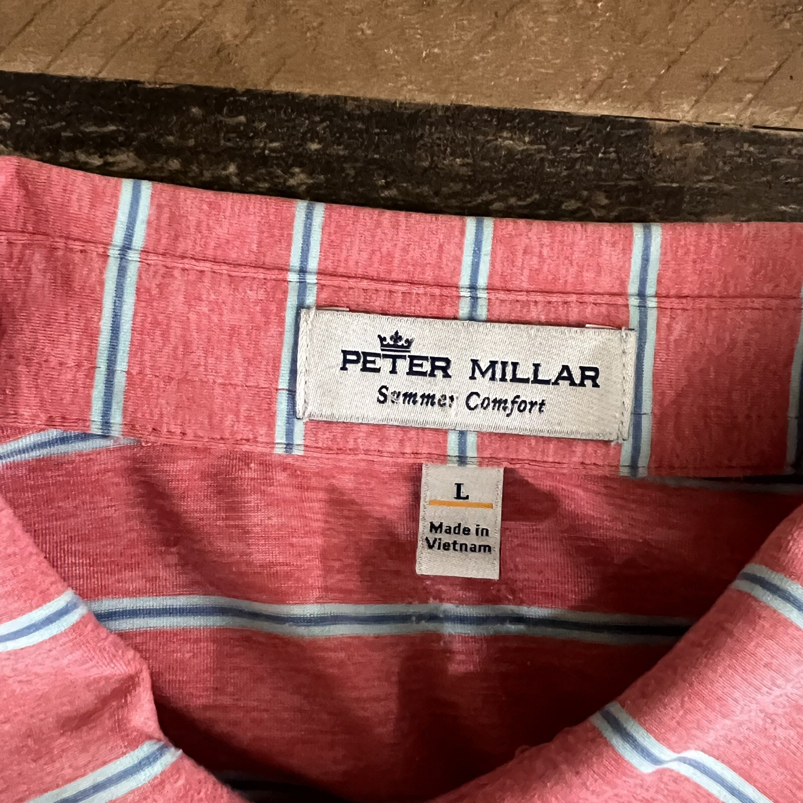 Peter Millar Summer Comfort Shirt 👉Tiny Stain👈 Mens Sz Large Moisture Wicking