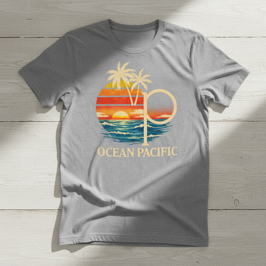 Ocean Pacific OP Surf Shirt, Vintage 80s Surf Tee, Retro Logo Graphic TA79