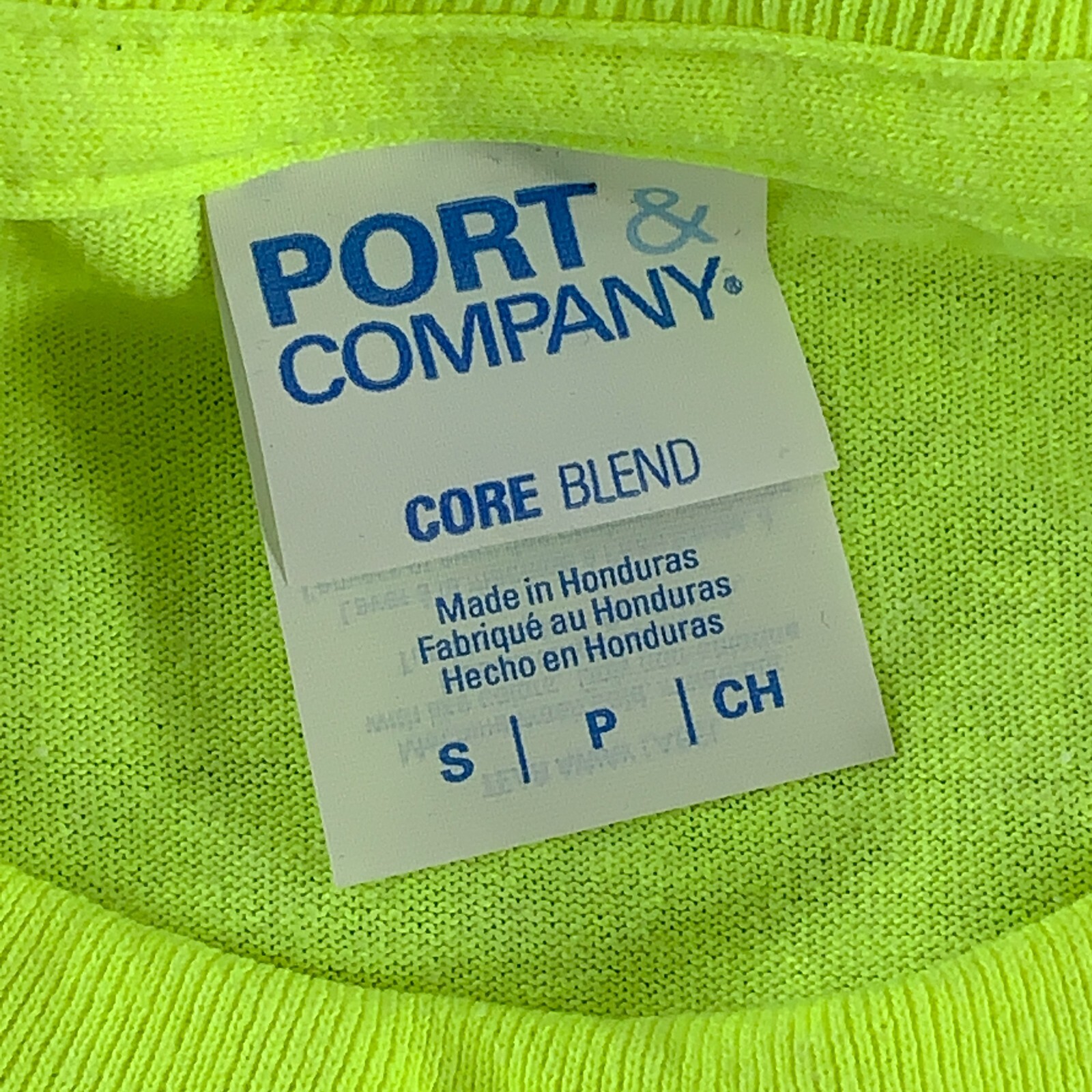 Lot of 3 Port & Company Men’s Small High Viz Yellow Short Sleeve Pocket T-Shirts