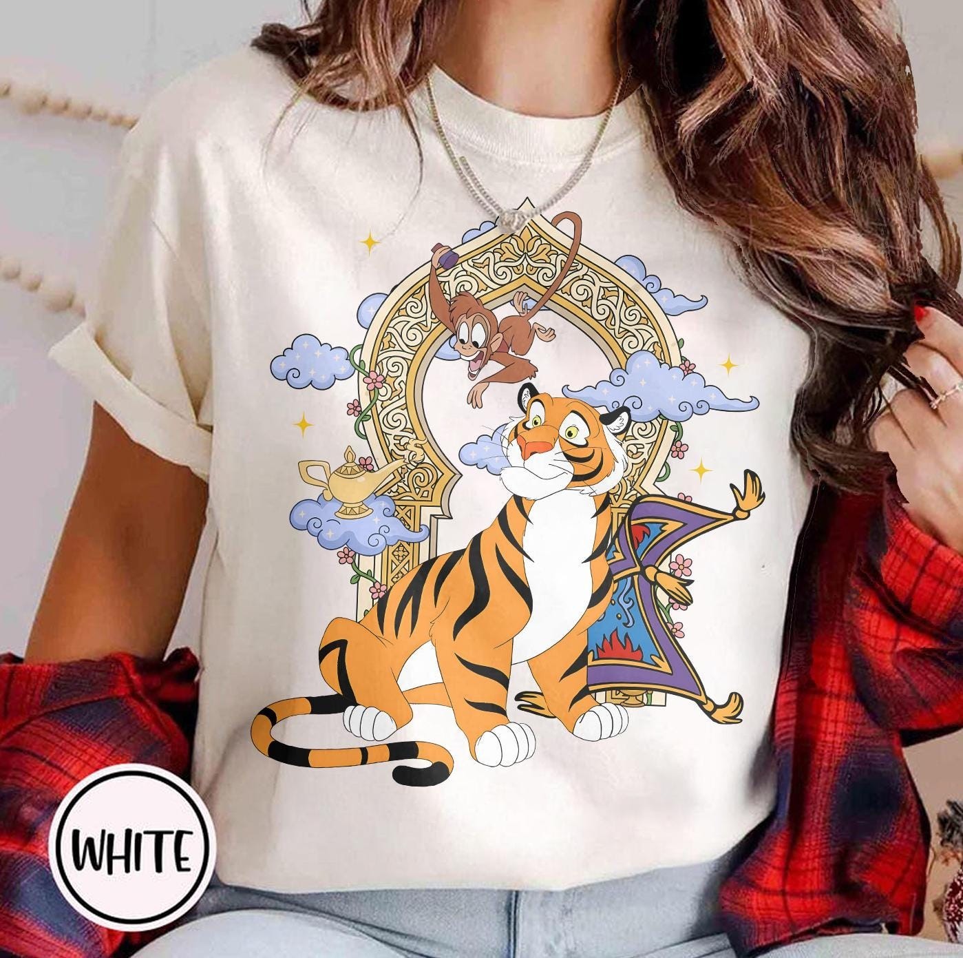 Retro Aladdin Friends Shirt, Rajah Tiger and Abu Monkey Tee