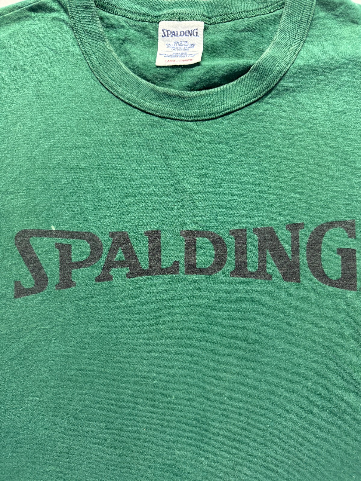 Spalding Tank Top Mens Large Green Graphic Print Spellout Logo Cotton Everyday