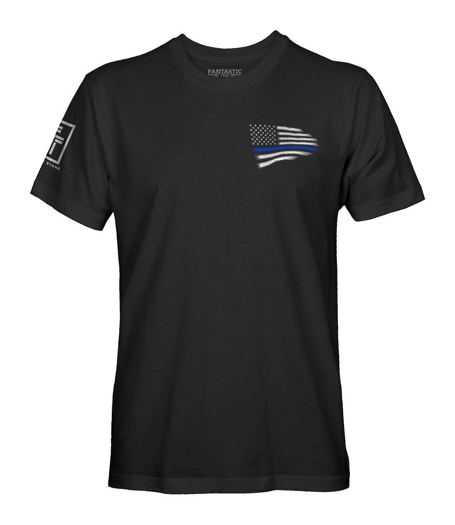 Police Support USA Flag Thin Blueline T Shirt for Men