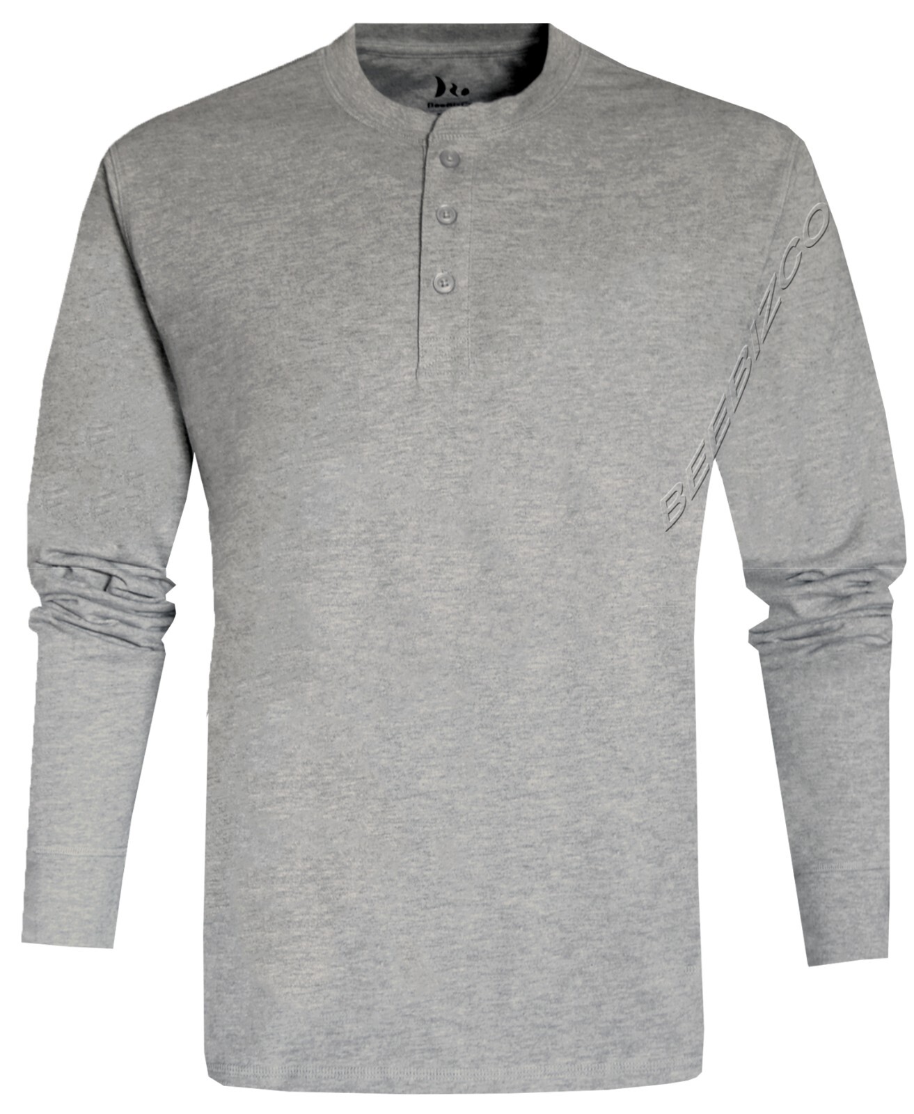 Mens Henley Long Sleeve Jersey Plain T-shirt Grandad Neck Top Causal by Beebizco