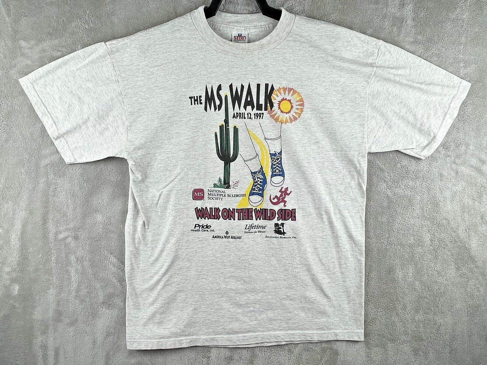 Vintage 1997 MS Walk Volunteers Tee Gray XL Multiple Sclerosis Shirt