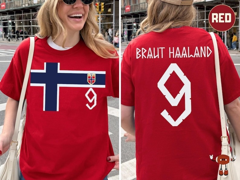 Erling Haaland Cartoon Style Football T-Shirt