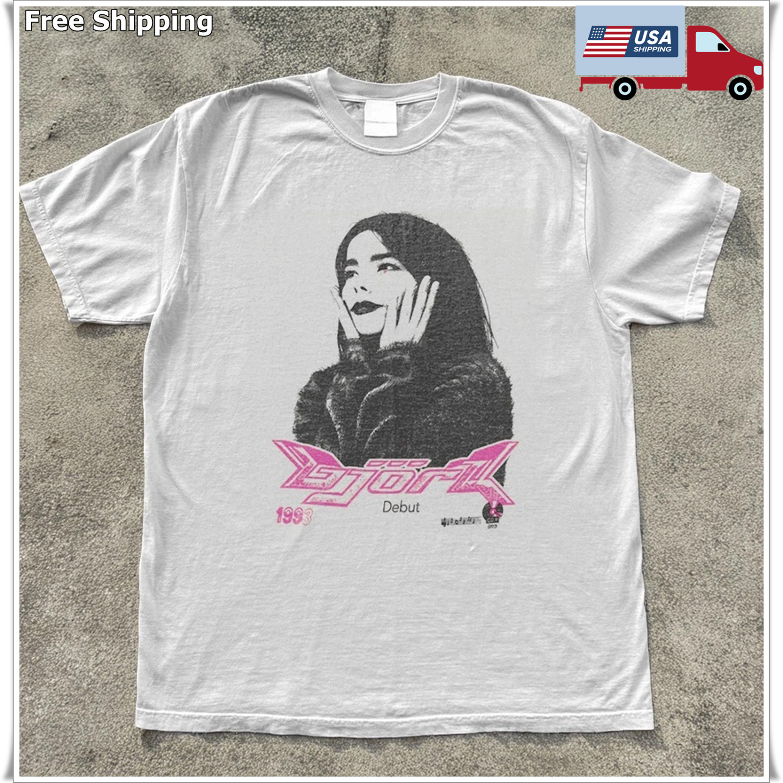 Bjork Homogenic Shirt, Retro Vibes Graphic Tee, Music Fan White Cotton T-shirt