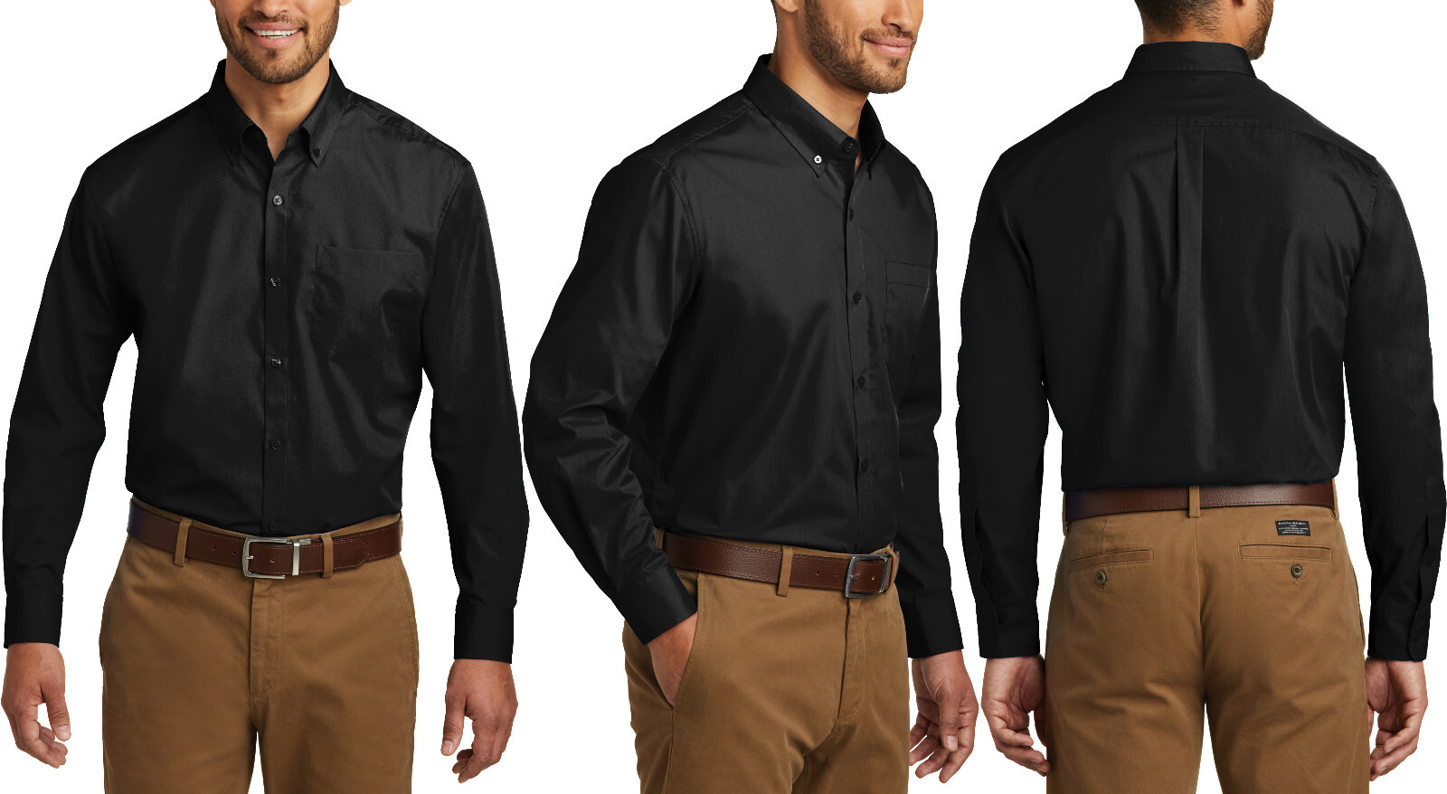 Mens TALL Long Sleeve Woven Stain Release Collared Button Down Shirt LT-4XLT NEW