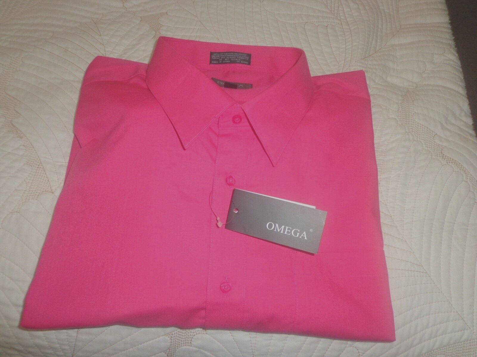 Omega Italy Dress Shirt Men’s Tall Sz 4XL 20/36-37 Long Sleeve Pink Chest Pocket