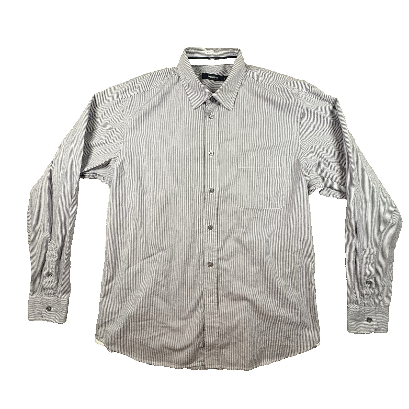 Ermenegildo Zegna Men’s XL Dress Shirt Blue/Gray Striped LS SEE DESCRIPTION