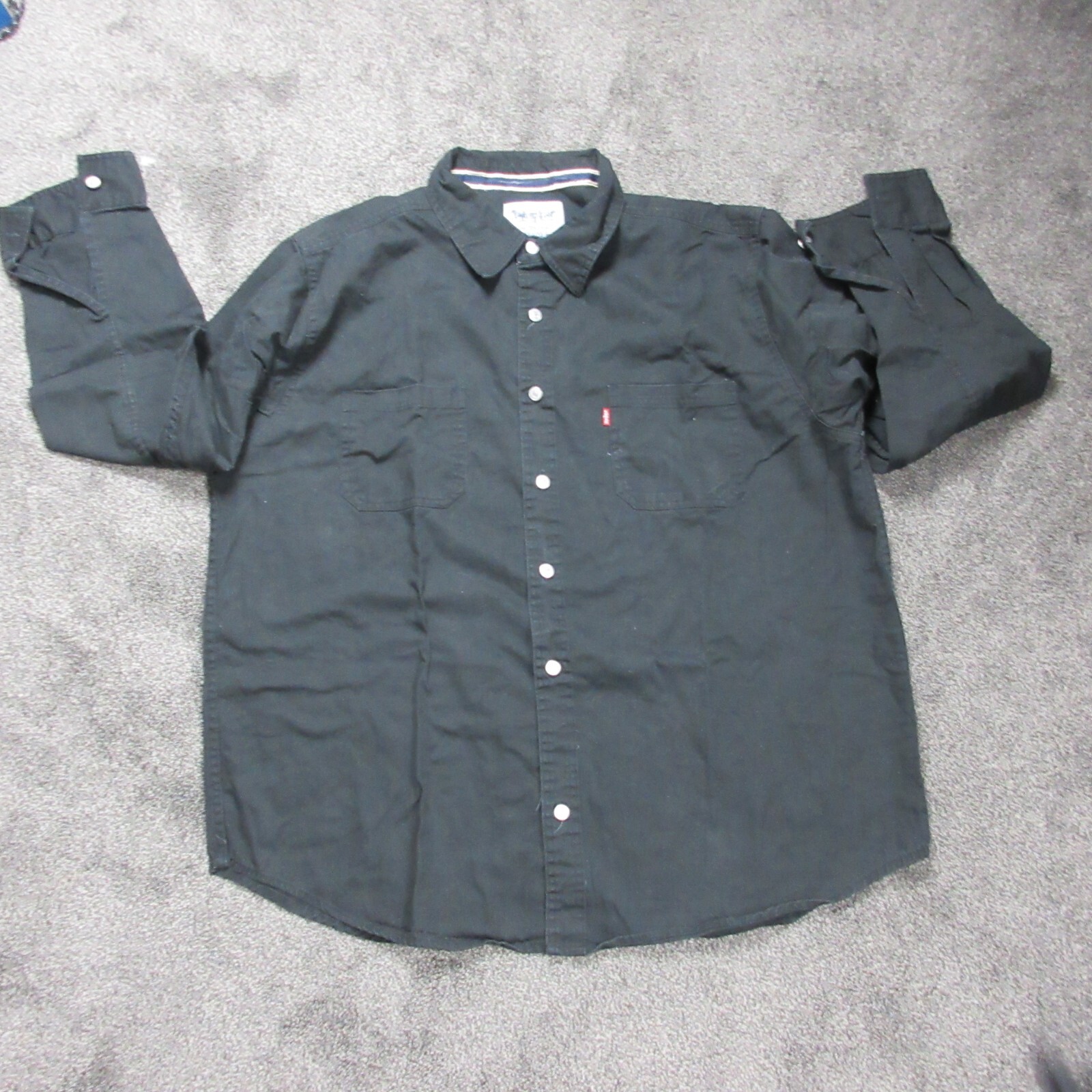 Levis Shirt Mens XXL Black Pockets Western Heavy Cottton