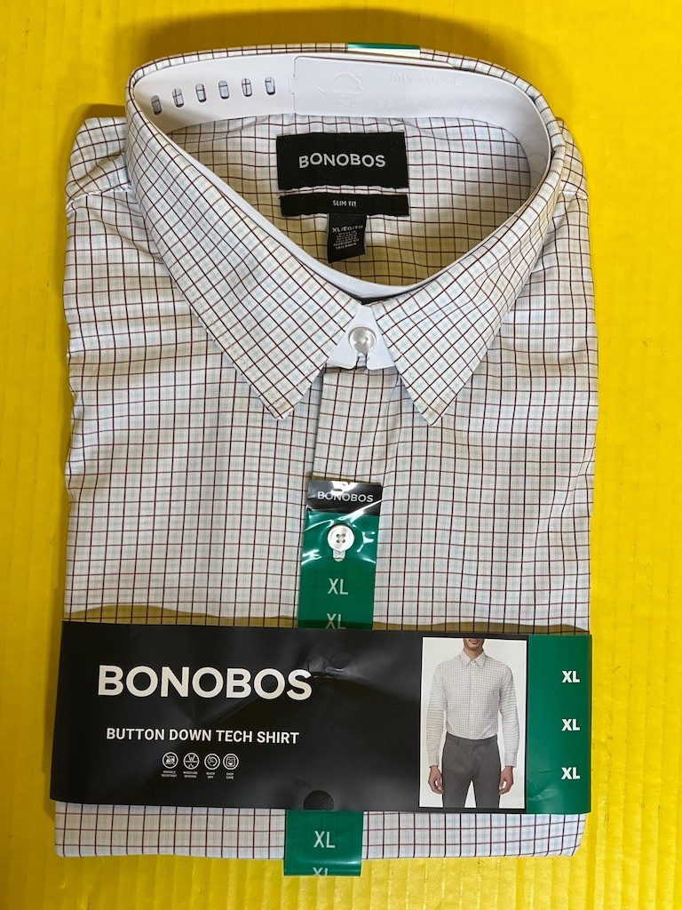 Bonobos Slim Fit Men’s Long Sleeve Button Down Tech Shirt 149651 XL Light Blue