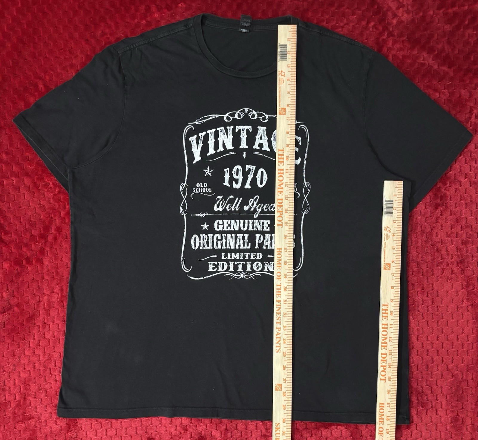 Men’s 3XL Black Graphic Print Crew Neck Short Sleeve Vintage Tee