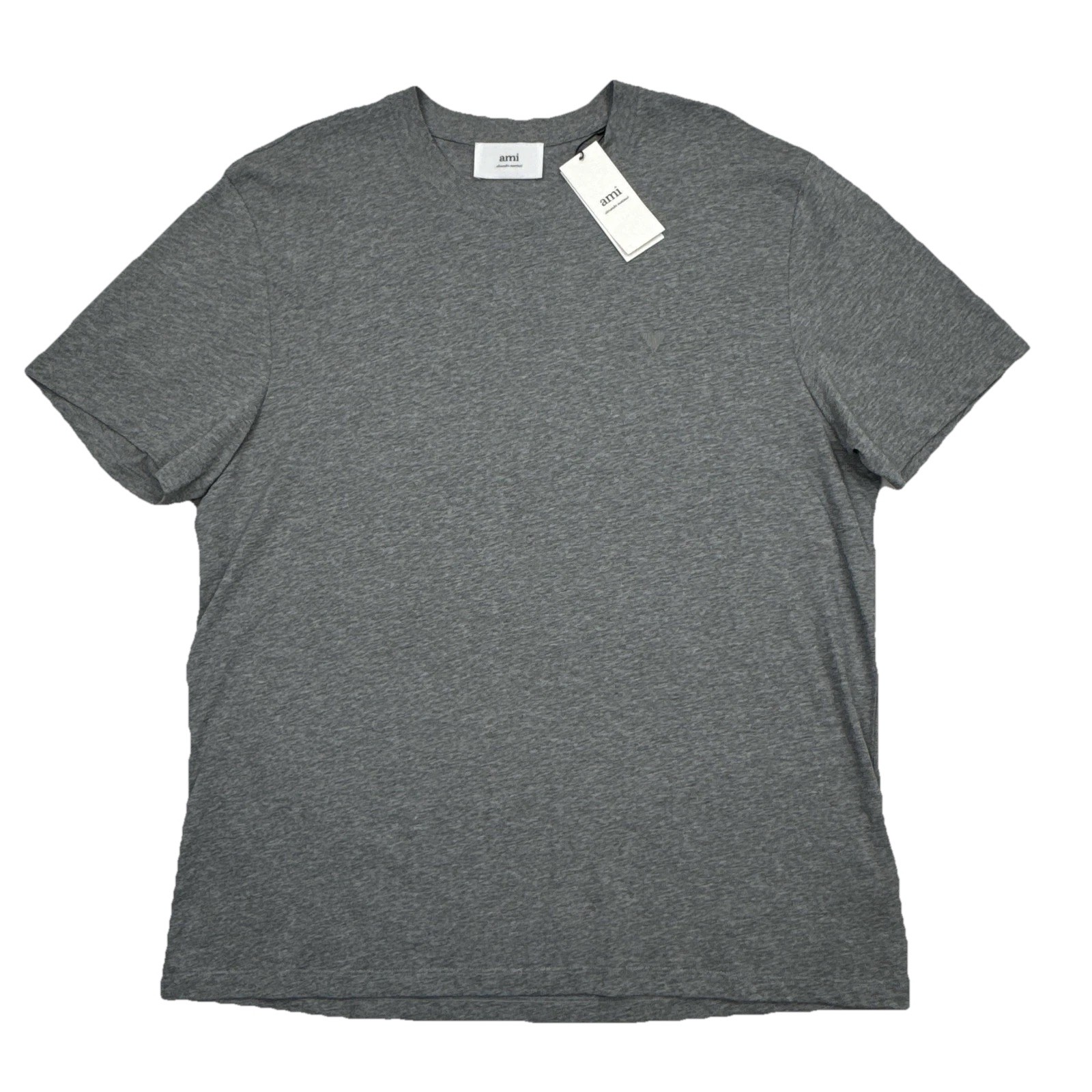 Ami Alexandre Mattiussi Shirt Mens 2XL Gray Organic Cotton Logo Crew Neck Tee