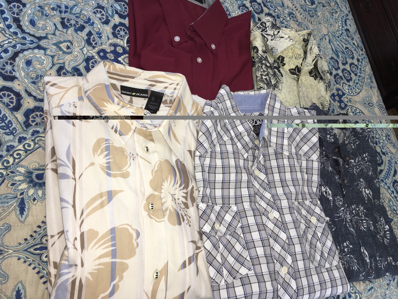 Lot of 5 Men’s Med. Shirts LS Hollister, DNKY ,Carbon, Ron Chereskin, VSKA