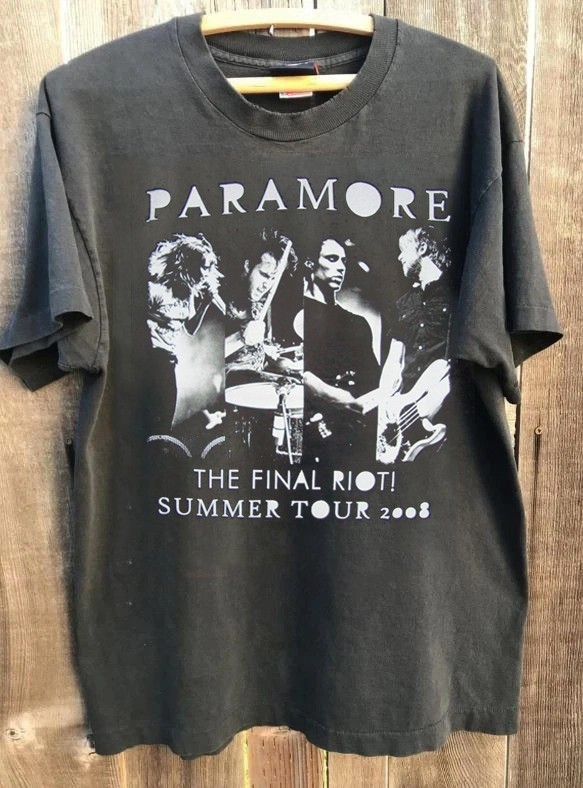 Reprint Paramore – Final Riot Tour 2008 Charcoal T shirt Classic style NH28257