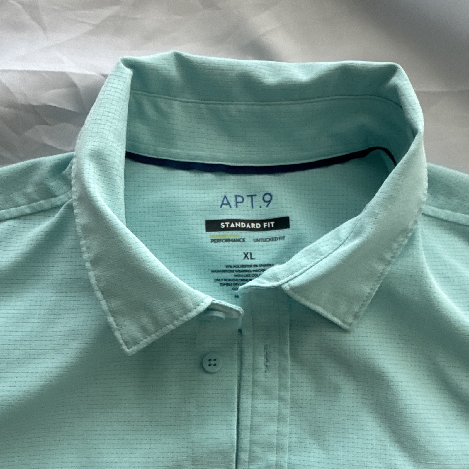 Apt. 9 Men’s XL Standard Fit Blue Short Sleeve Solid Point Collar Button-Up