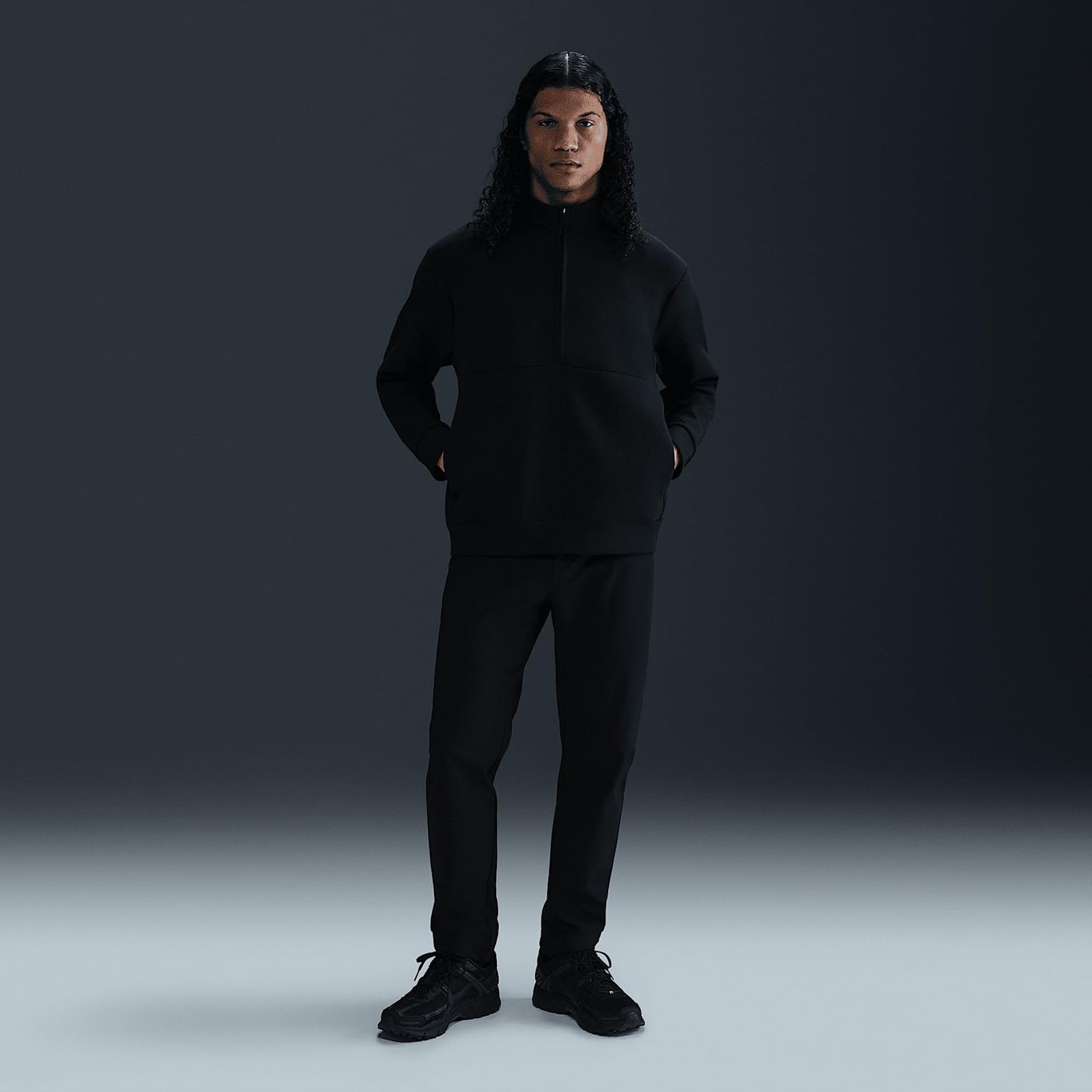 Nike 24.7 ImpossiblySoft Men’s Dri-FIT 1/2-Zip Top (HQ6953-010, Black/Dark Smoke