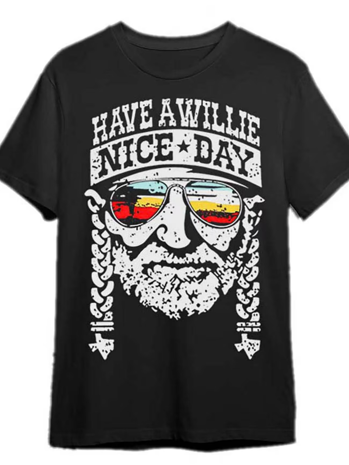 Have a nice Willie Day “Men’s Black T-Shirt-Casual Short Sleeves with Color Patt