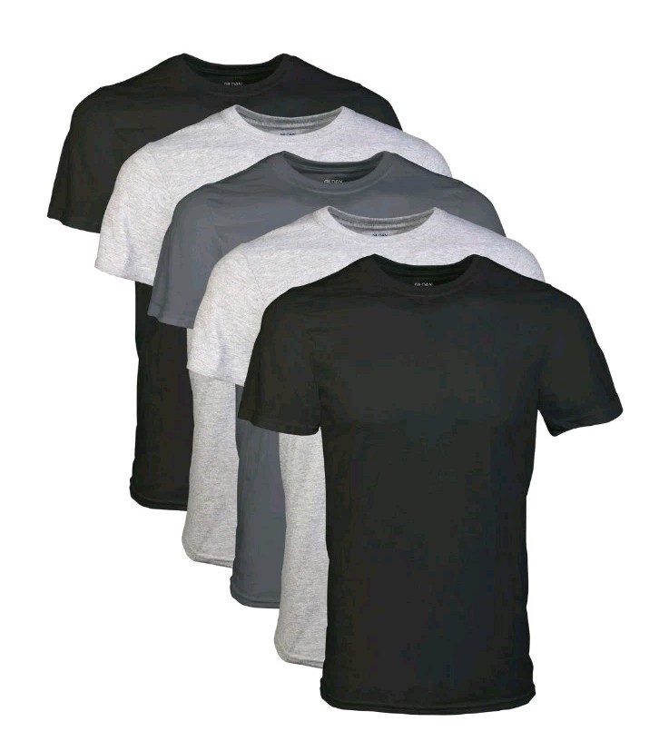 Gildan Men’s Crew T-Shirts Multipack Style G1100 BlackSport GreyCharcoal Size M