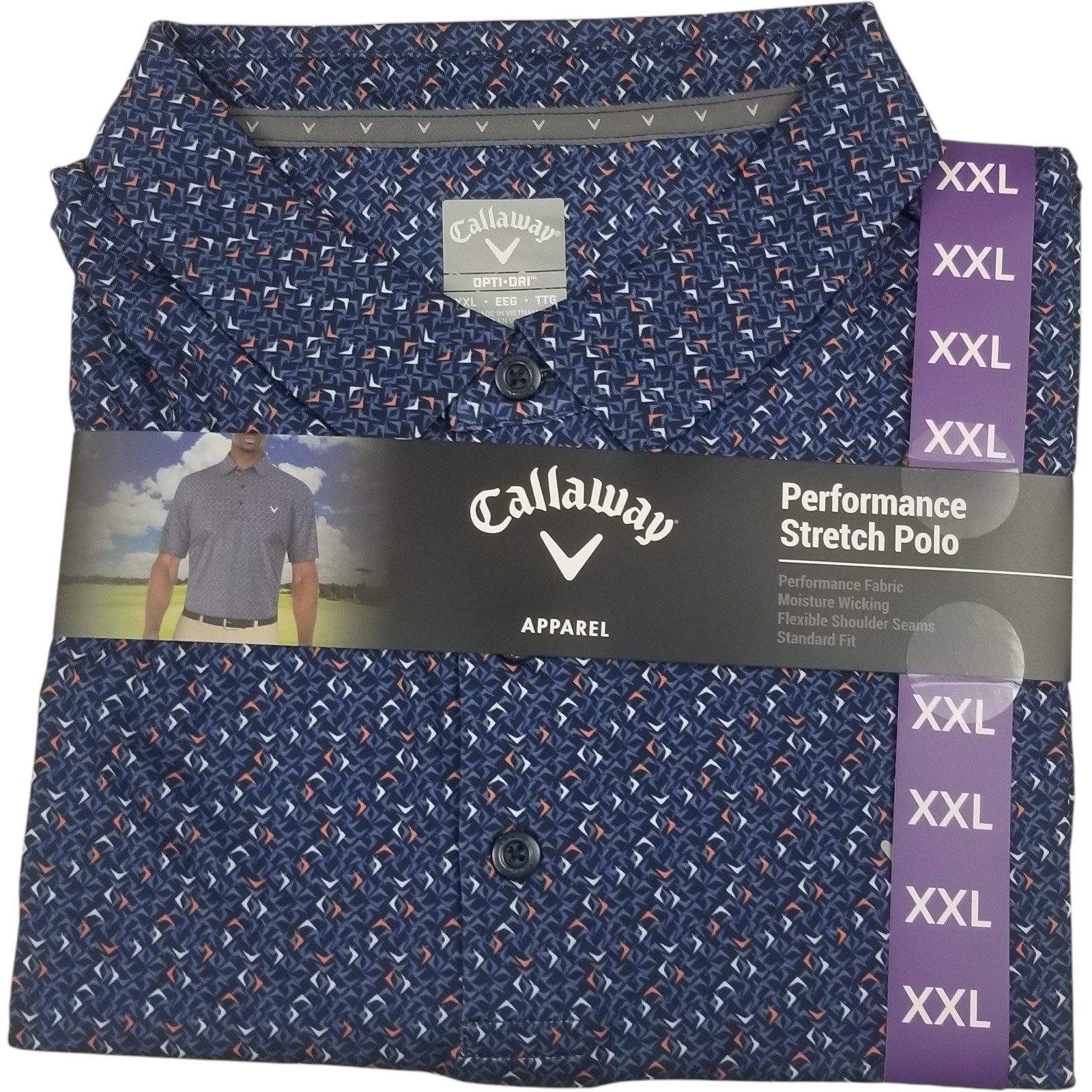 Callaway Polo Shirt Men’s XXL Peacoat Blue Golf Performance Stretch Short Sleeve