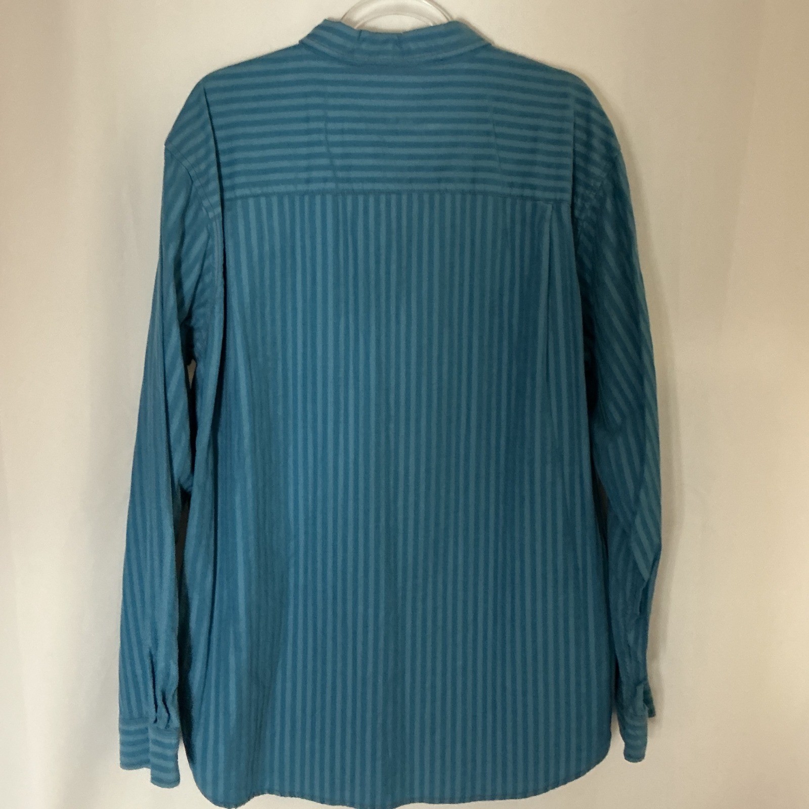 The Territory Ahead Button Down Shirt Mens XL Teal Blue Striped Cotton Corduroy