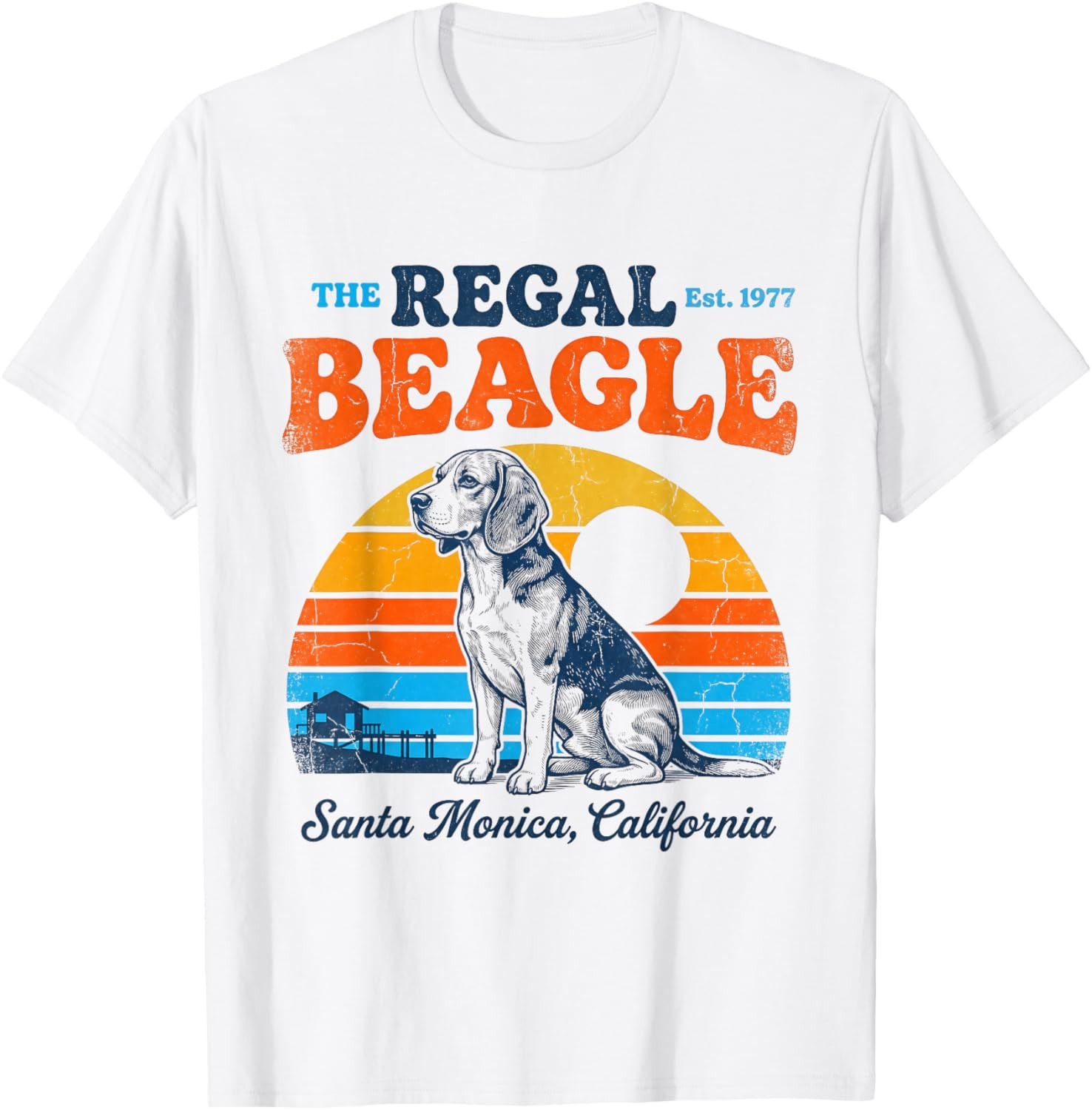 The Regal Beagle Santa Monica California 70s Sunset Graphic T-Shirt