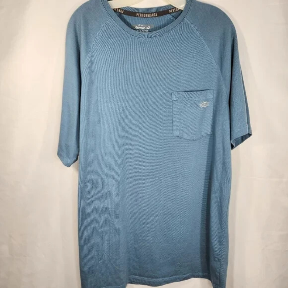 Dickies Temp-IQ Performance Blue Short Sleeve Pocket Tee Shirt Size Large Tall