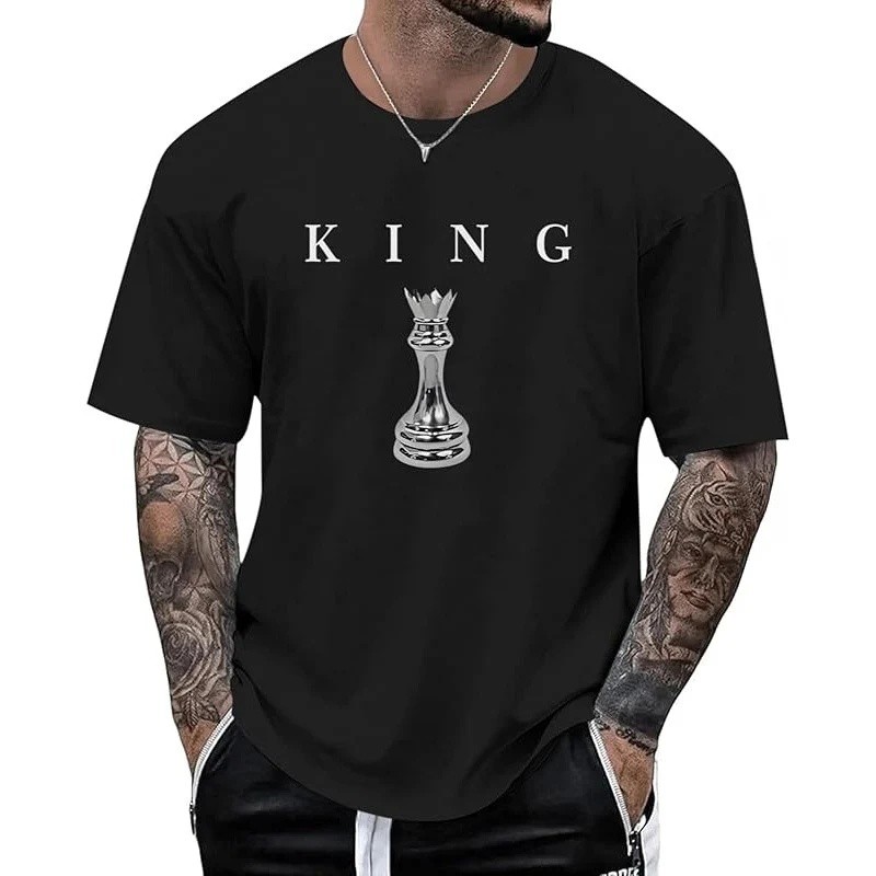 Men’s Short-Sleeved T-Shirts, With Letter Printed Crew Neck,Running T-Shirts
