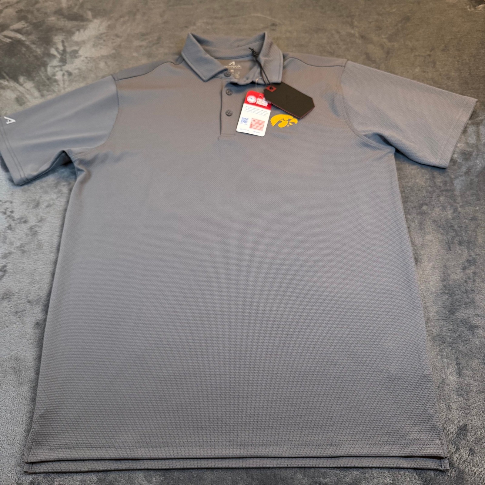 Antigua Iowa Hawkeyes Mortal Polo Shirt Mens Medium Carbon Gray 105560 NWT