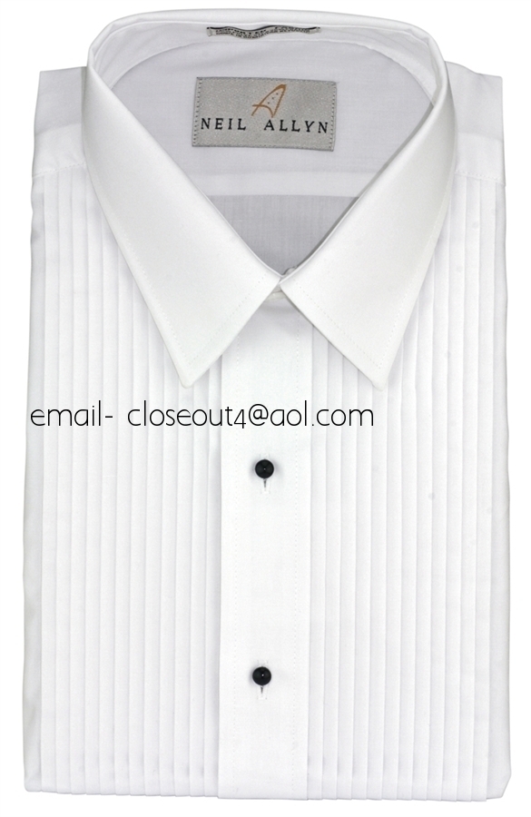 New Spread Comfo- Collar Tuxedo Shirt Cotton Blend Machine Wash FREE Stud/Links