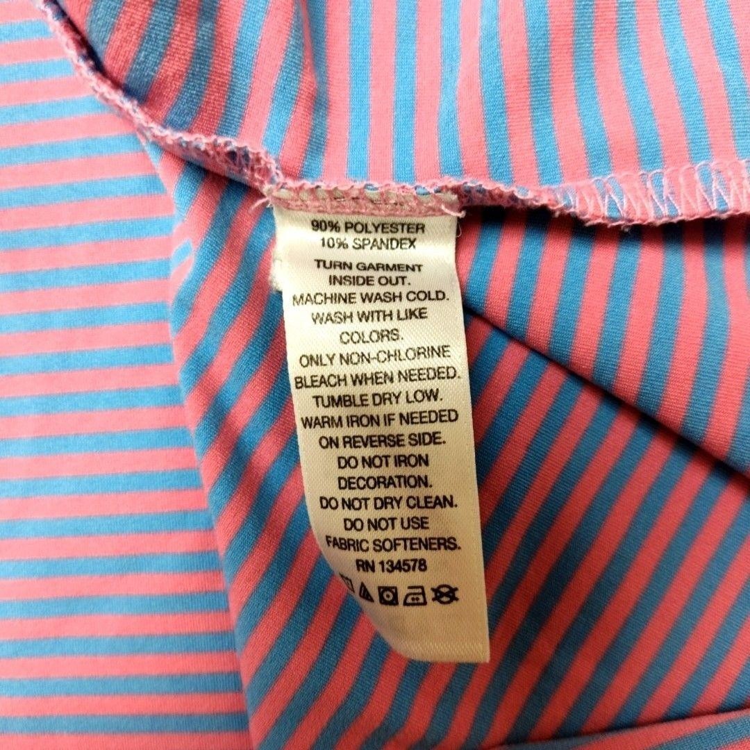 Vineyard Vines Polo Shirt Mens M Pink Striped Golf Performance Polyester Spandex