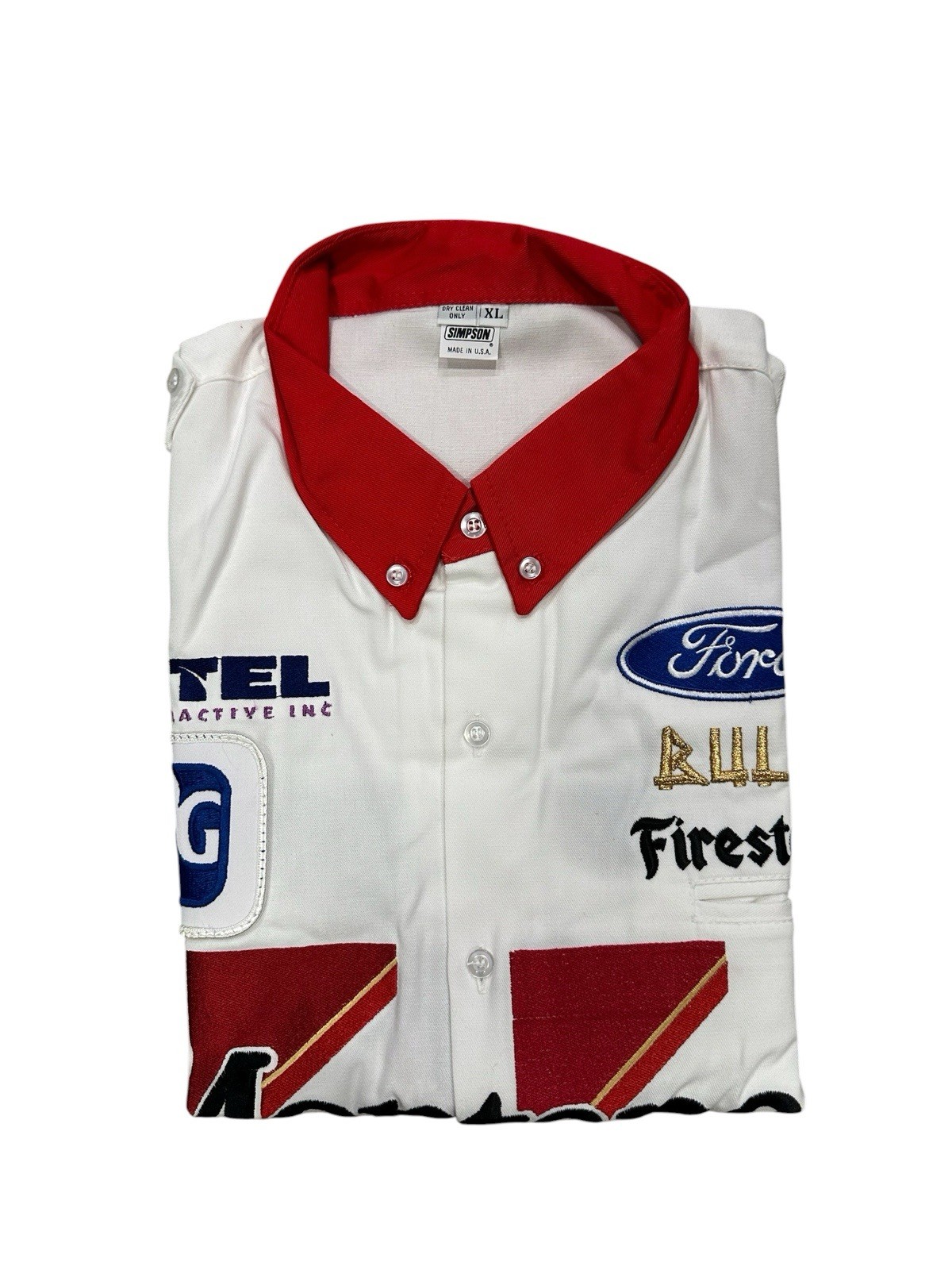 Vintage Simpson Pit Crew Button-Up Shirt Made In USA Firestone Montana Bula L