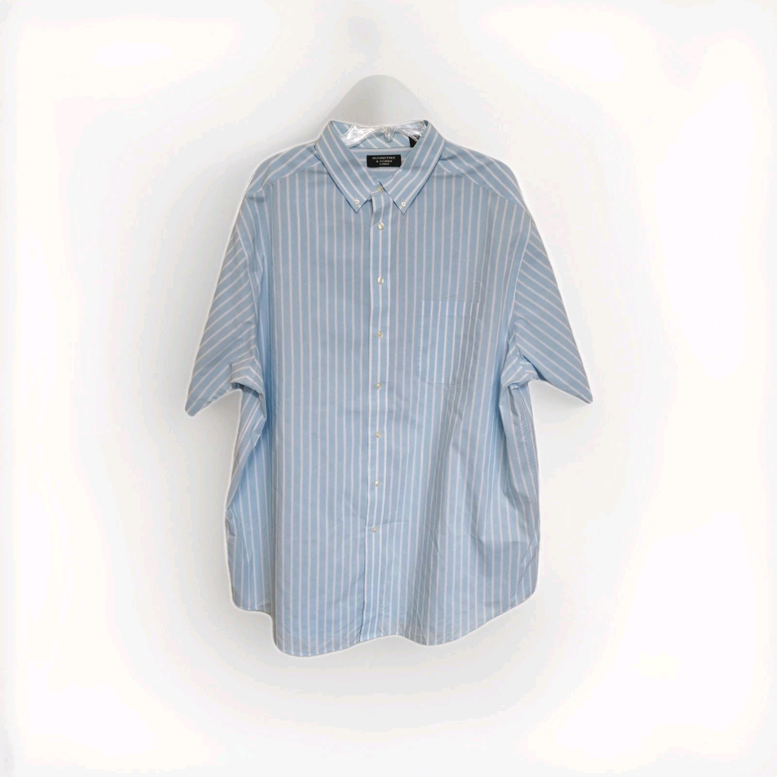 Roundtree & Yorke Classics Shirt Men’s 3XLT Tall Blue Striped Short Sleeve