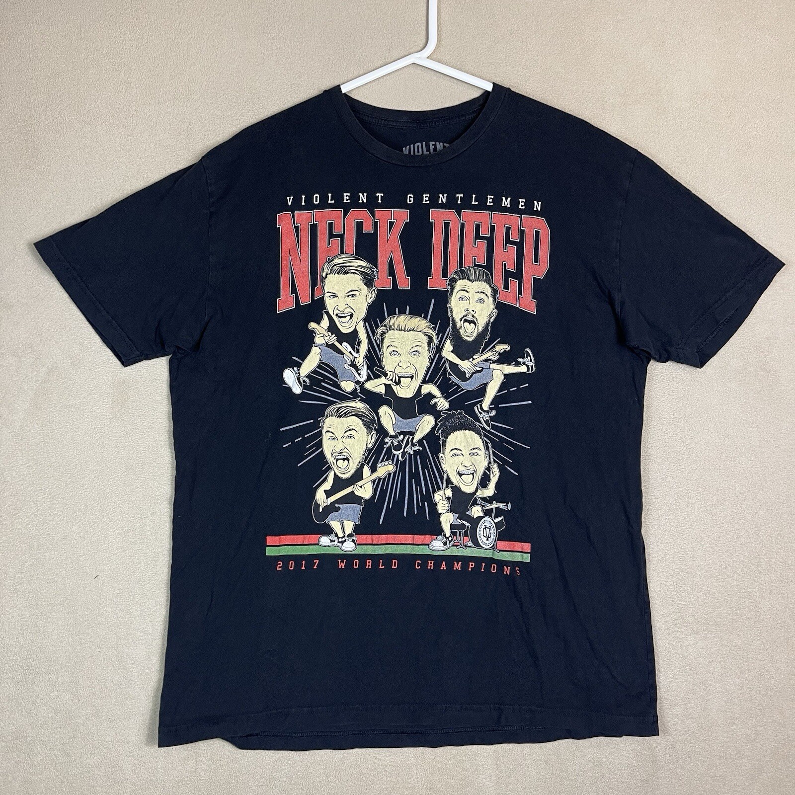 Violent Gentlemen T-Shirt Adult Extra Large Black Neck Deep Short Sleeve Adult