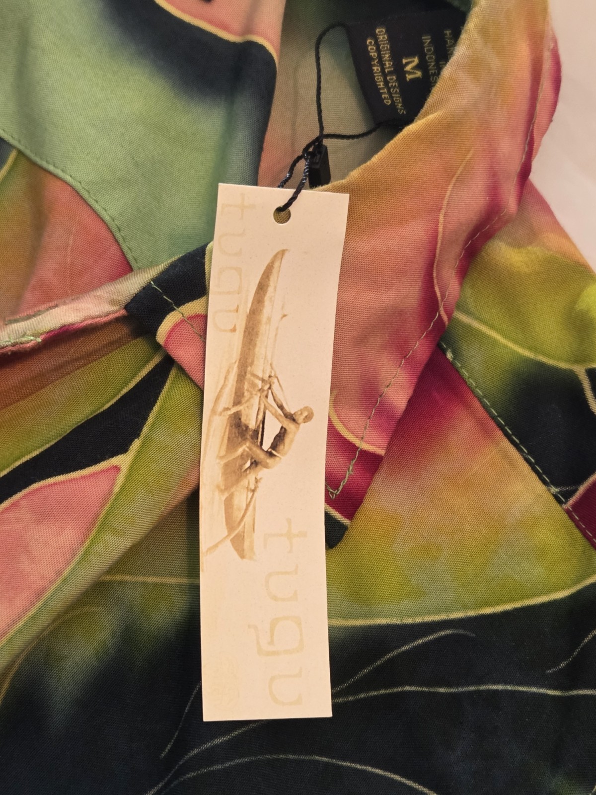 Tugu Mens Flower Rayon Shirt Multicolor Loud Medium Cruise Beach NWT MSRP $120