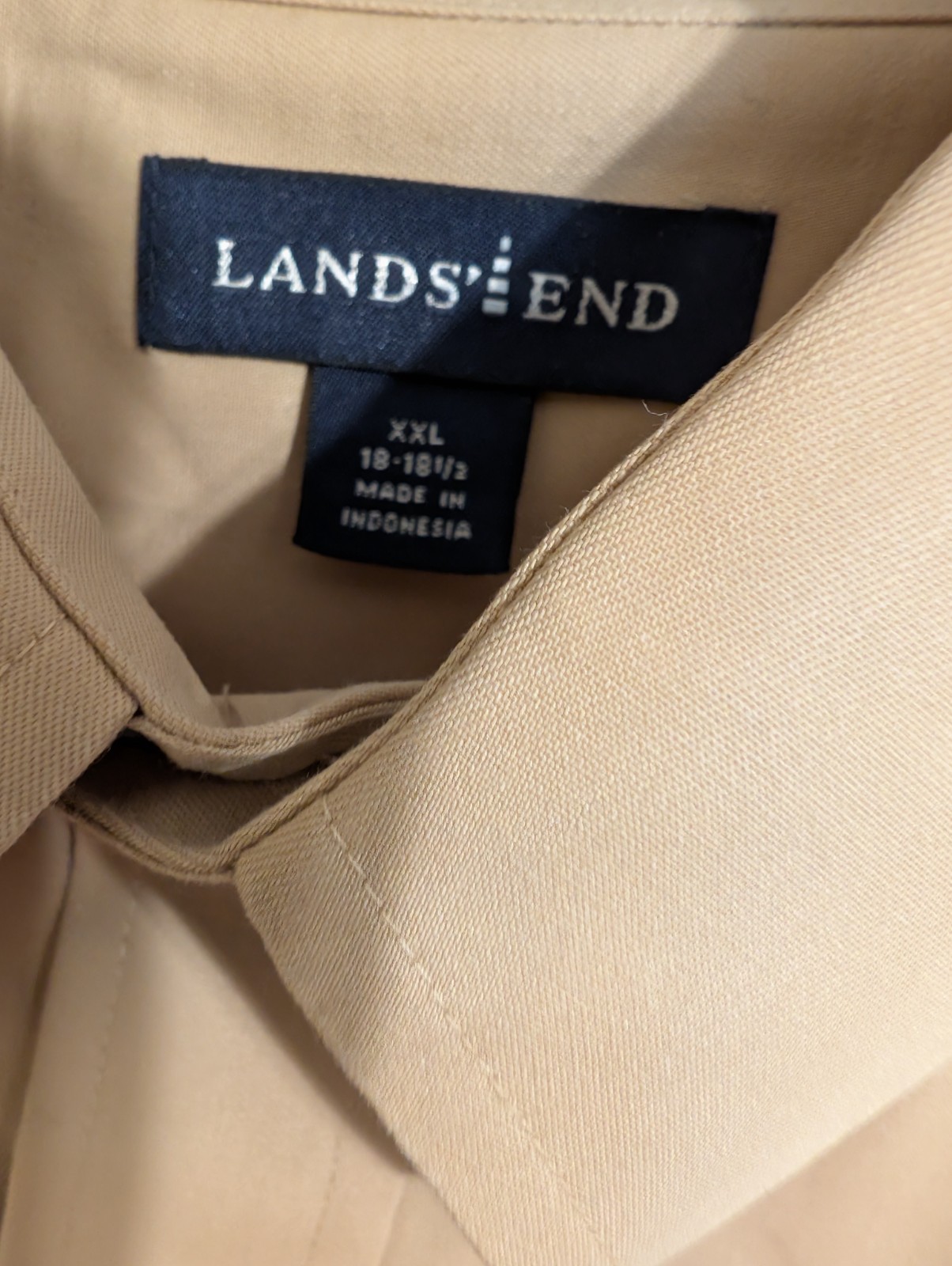 LANDS’ END Men’s XXL 18-18.1/2 Button Down L/S Cotton Pocket Shirts Khaki & Yell