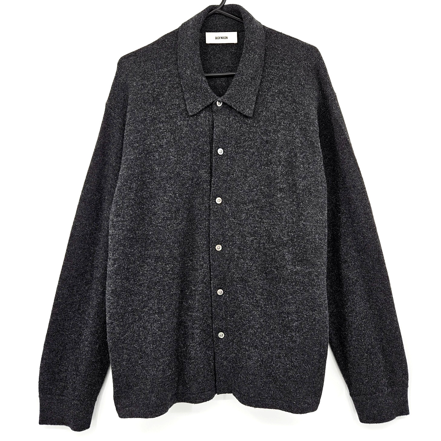 Buck Mason Merino Wool Cardigan Sweater Button Down Shirt Charcoal Gray Men’s XL