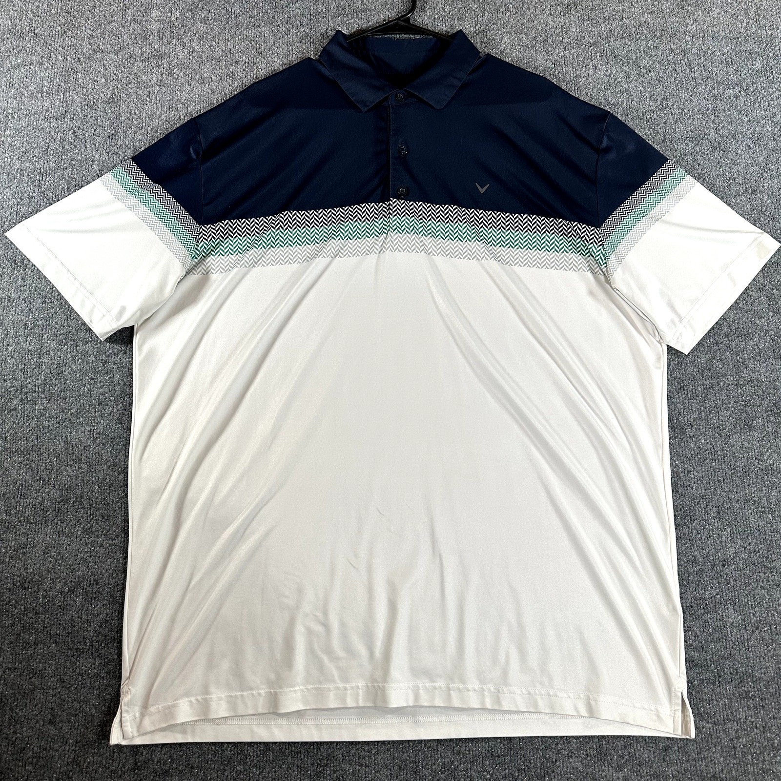 Callaway Opti-Dri Golf Polo Shirt XL Navy White Striped Performance Stretch