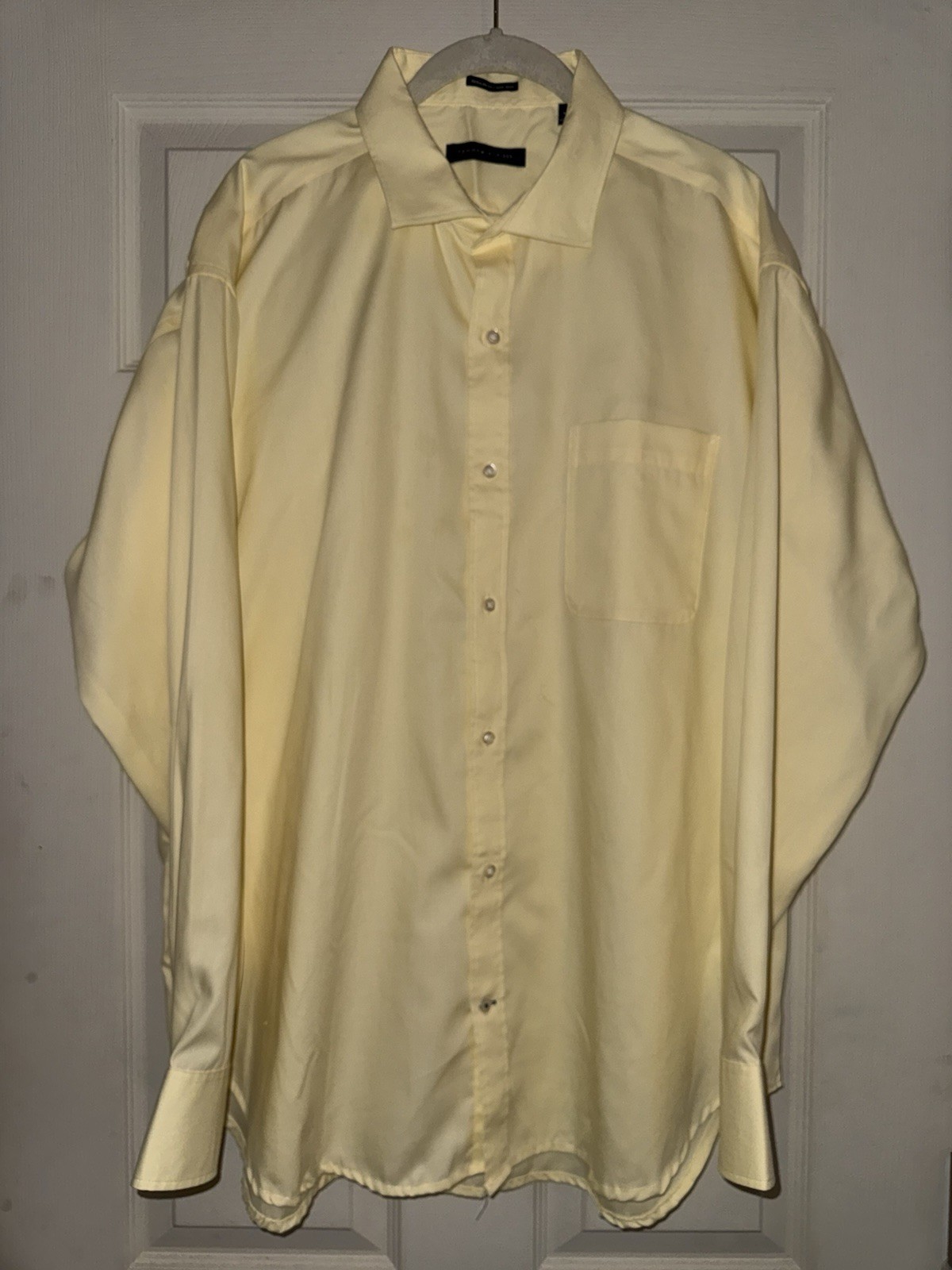 Tommy Hilfiger Men’s 2XL Yellow Non Iron Dress Shirt Regular Fit 18 34/35