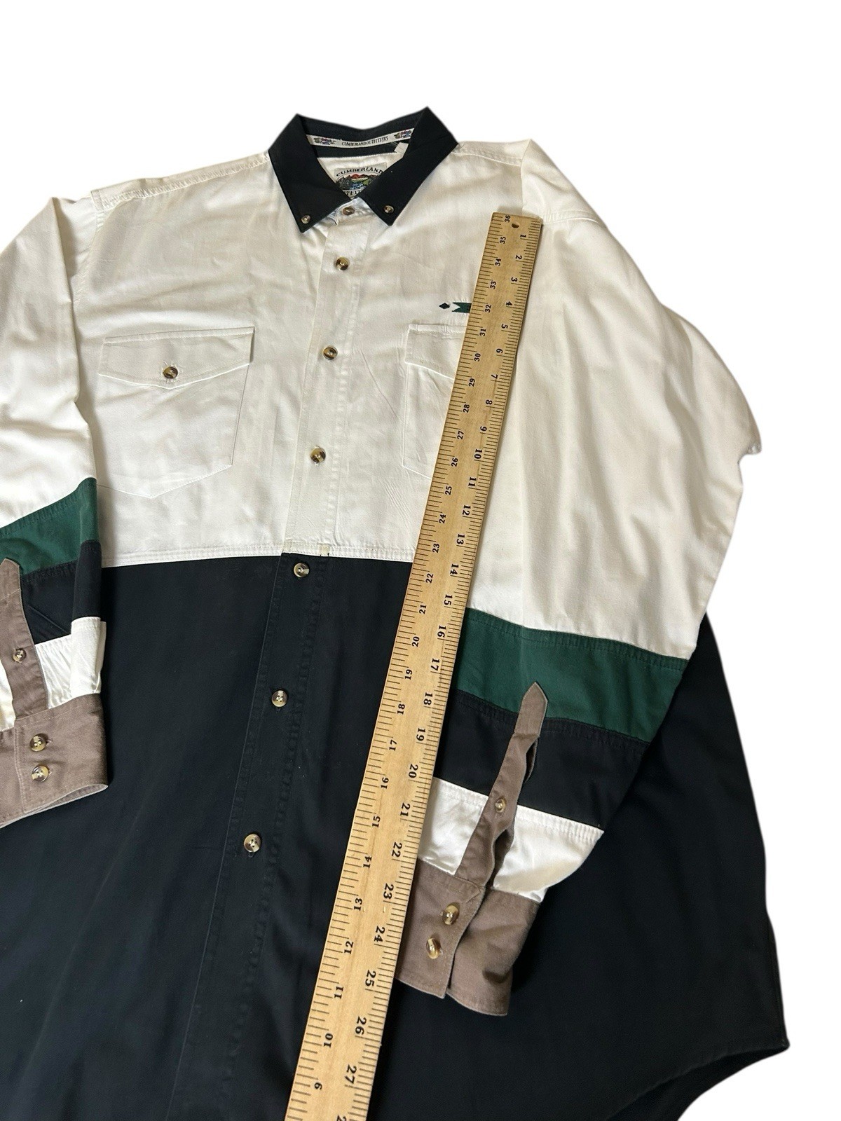 Cumberland’s Outfitters Western Shirt Men Sz XL Colorblock Aztec Tribal Detail