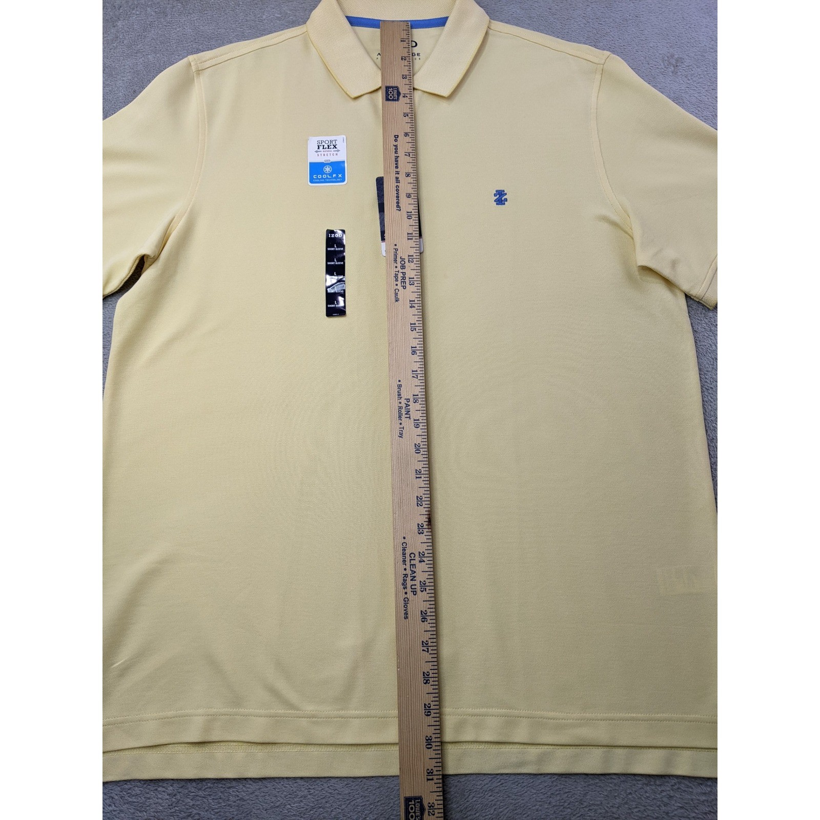 IZOD Advantage Performance Mens Large Natural Stretch Golf Polo Shirt Yellow