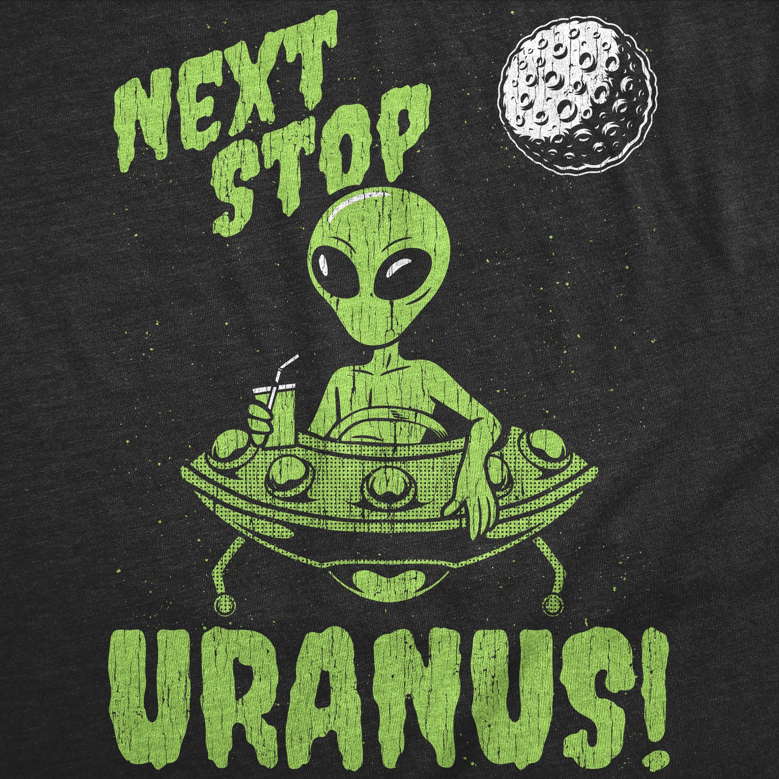 Mens Funny T Shirts Next Stop Uranus Sarcastic Alien UFO Graphic Novelty Tee for