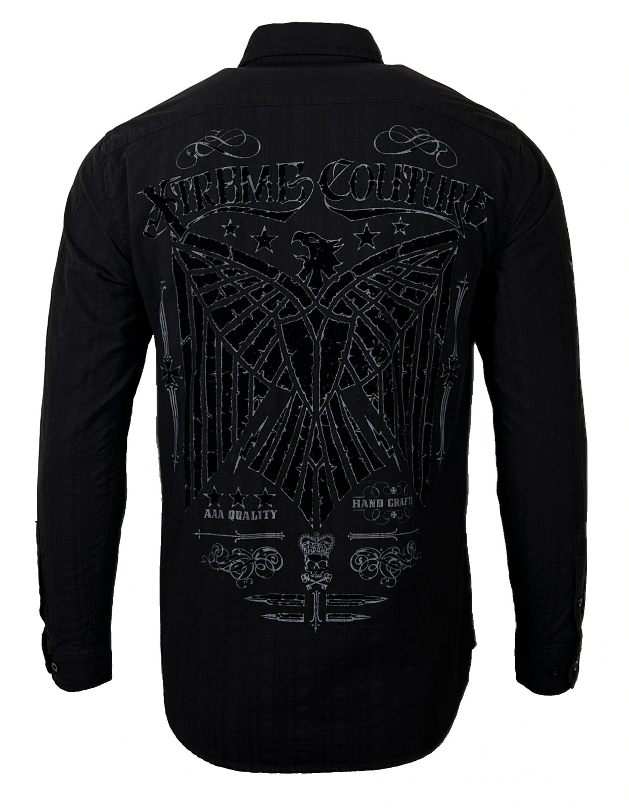 Xtreme Couture by Affliction Men’s Button Down Shirt CONNECT Black Biker
