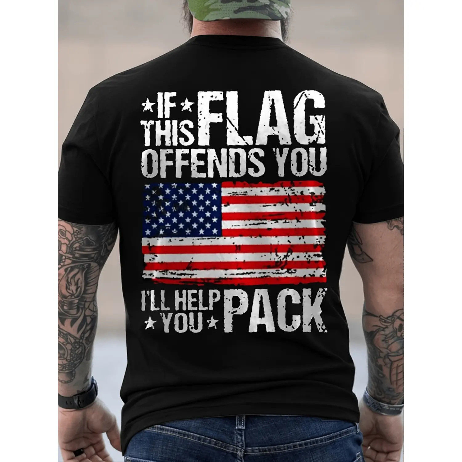 Summer T Shirts Mens Patriotic American Flag T Shirt Graphic Tee Black Shirt