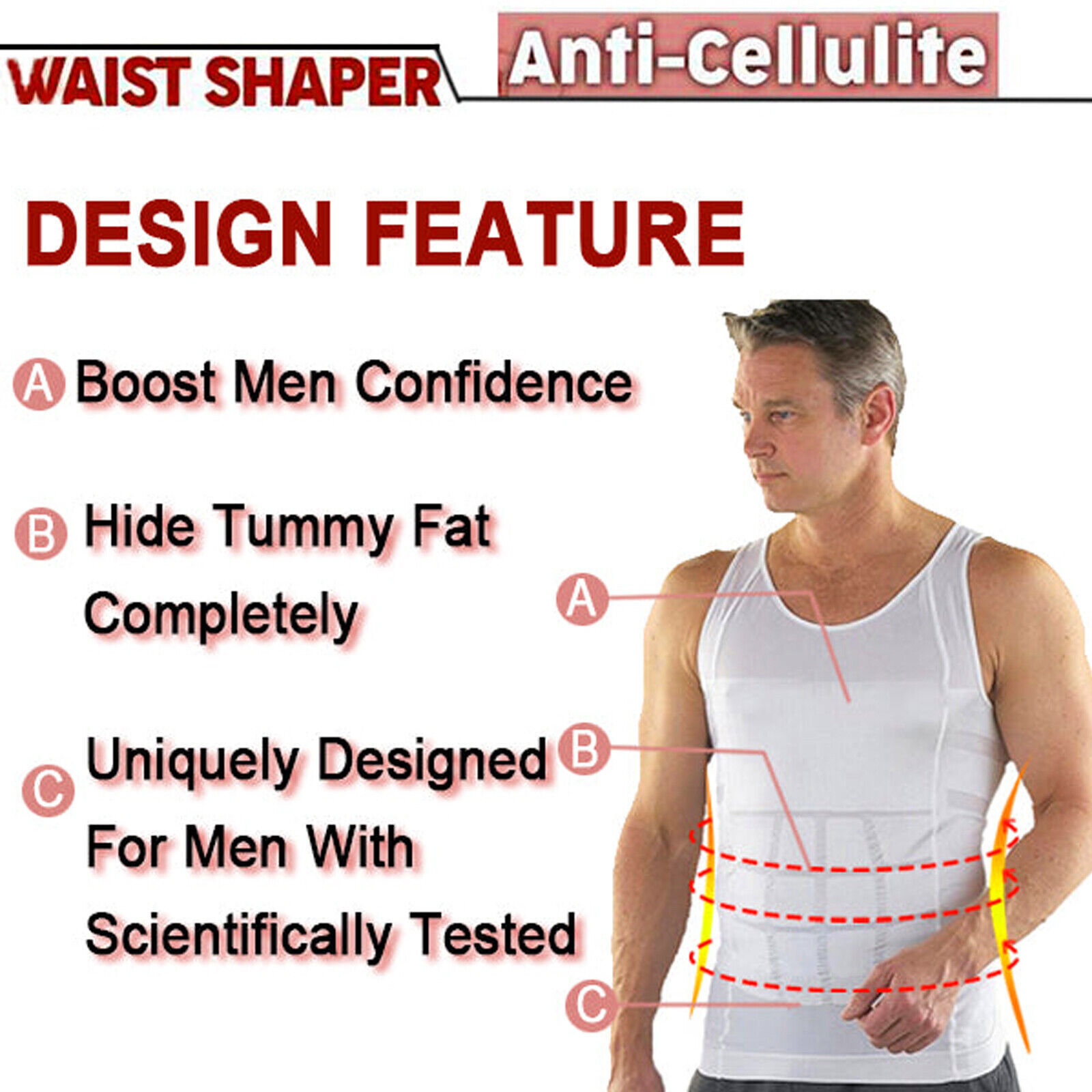 Men Slimming Body Shaper Vest Chest Compression Moobs T-Shirt Tank Top Workout