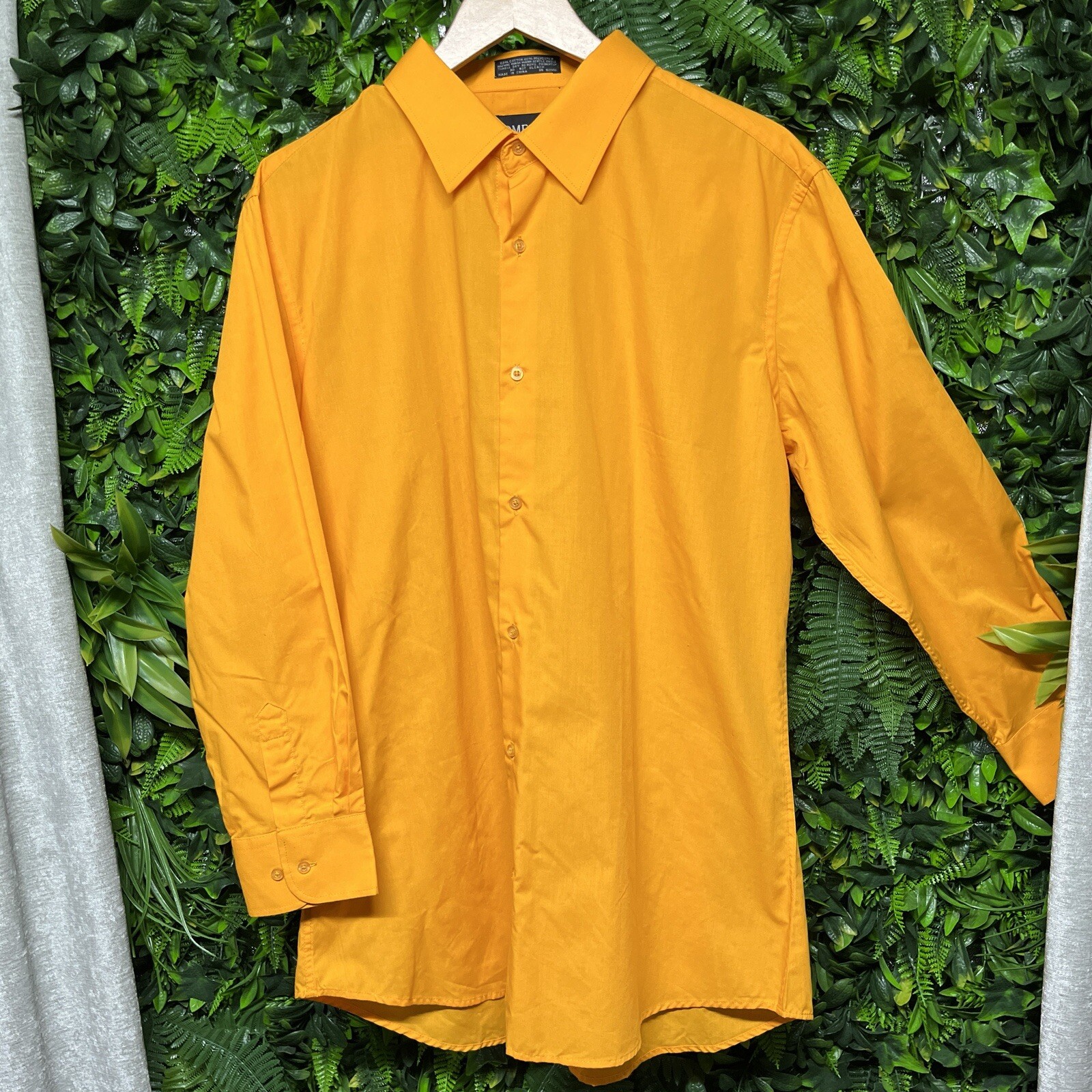 OMEGA ITALY Mens Shirt XL Orange Button Collared Slim Fit Long Sleeve 1749
