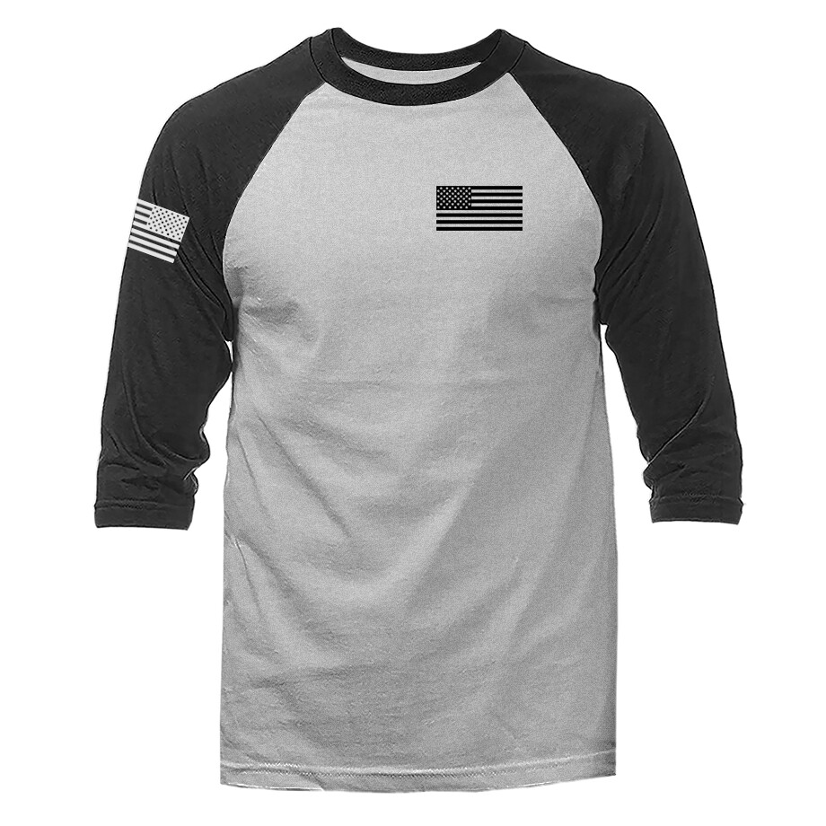 US Flag Crest USA American Pride Patriot Patriotic 3/4 Sleeve Raglan